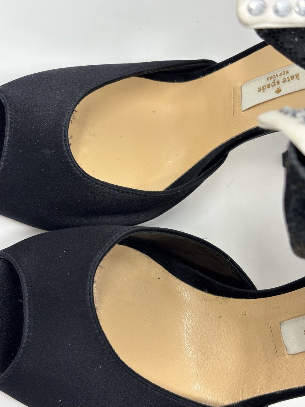 Kate Spade New York Black Tie Tuxedo Satin Colorblock Heels Size 10 - Picture 9 of 16